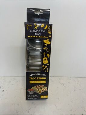 Stainless Steel Taco Stands with Salsa Cups - Silver